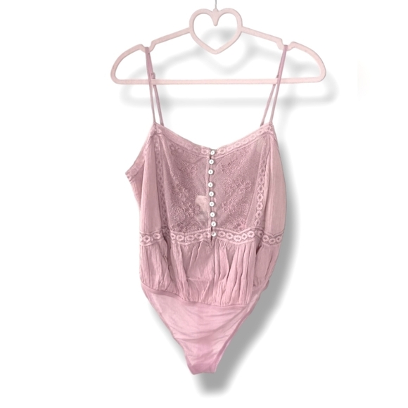 NWT Free People Still the One Lace Trim Cotton Bodysuit $98 - Picture 7 of 12